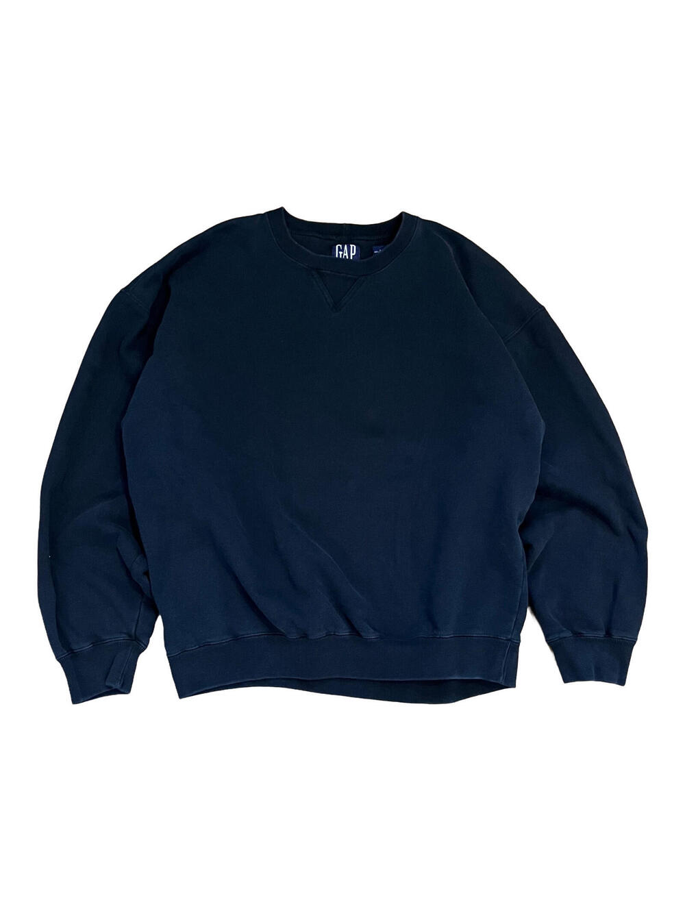 VTG GAP Crewneck Sweatshirt Mens L Black Heavyweight Boxy Blank 90s